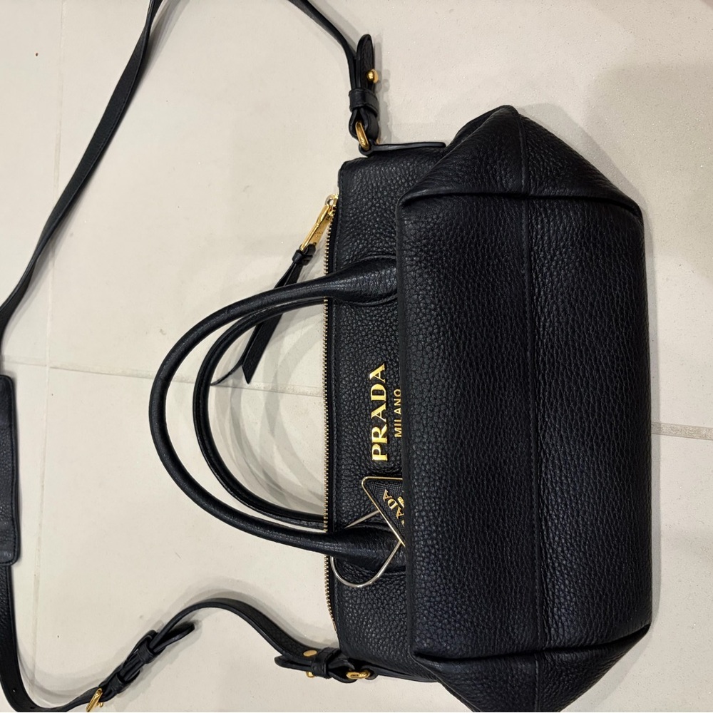 Prada Black and Gold Leather Satchel - Picture 12 of 12